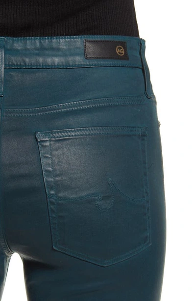Shop Ag Farrah High Waist Ankle Skinny Jeans In Leatherette Lt Royal Loon