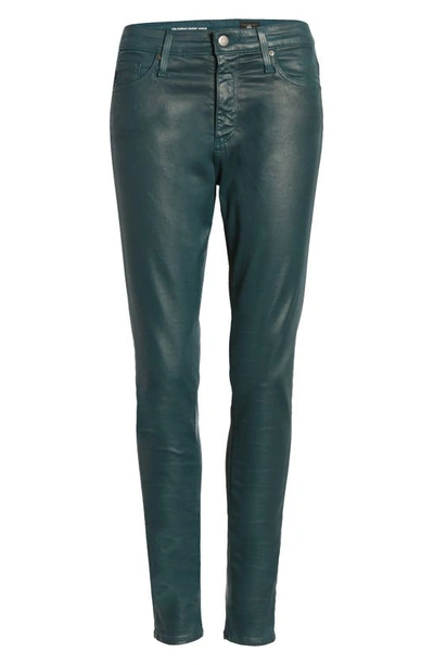 Shop Ag Farrah High Waist Ankle Skinny Jeans In Leatherette Lt Royal Loon