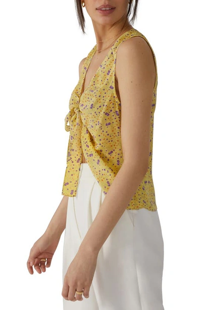 Shop Favorite Daughter Gwen Tie Front Sleeveless Silk Blouse In Praire Floral Yellow