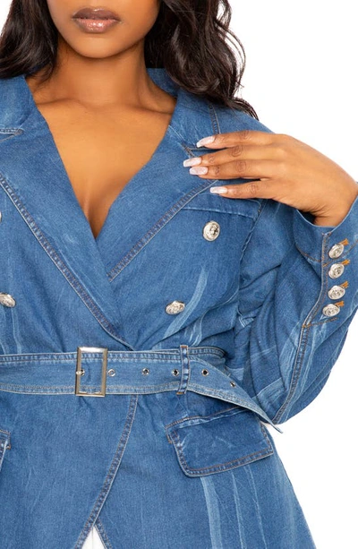 Buxom Couture Double Breasted Denim Jacket In Denim