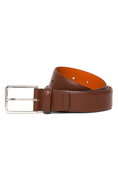 Santoni Leather Belt In Light Brown
