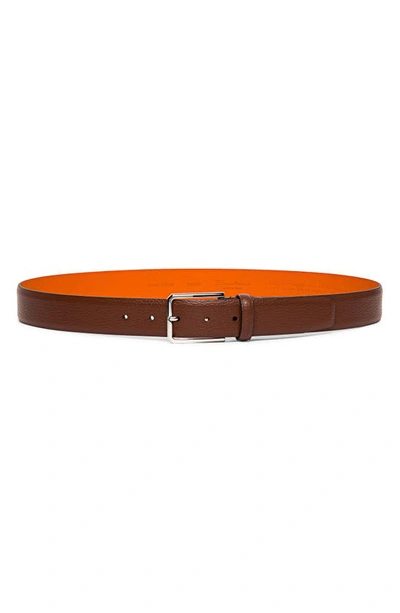 Santoni Leather Belt In Light Brown