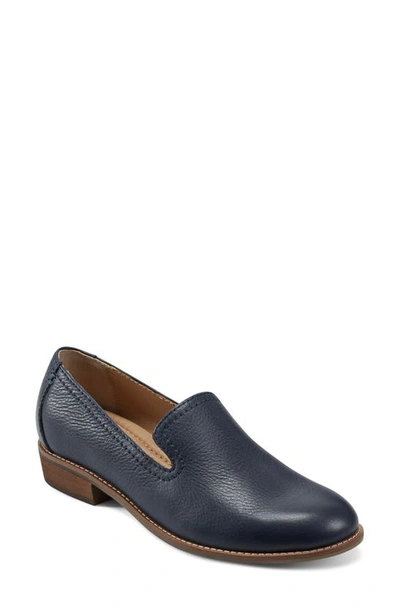 Earth Edna Womens Leather Slip On Loafers In Navy