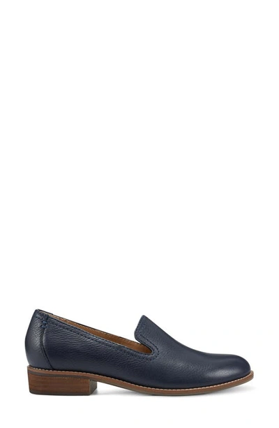 Earth Edna Womens Leather Slip On Loafers In Navy