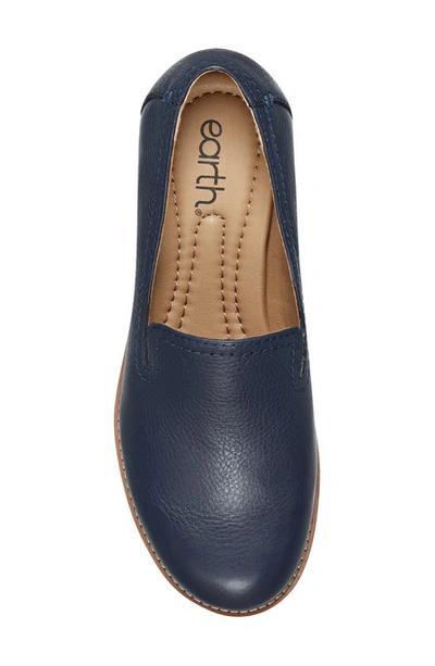 Earth Edna Womens Leather Slip On Loafers In Navy