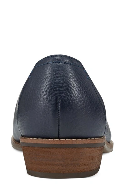 Earth Edna Womens Leather Slip On Loafers In Navy