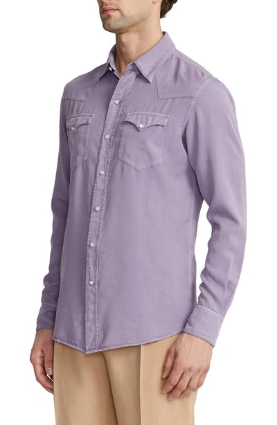Shop Ralph Lauren Purple Label Western Button-up Shirt In Wisteria