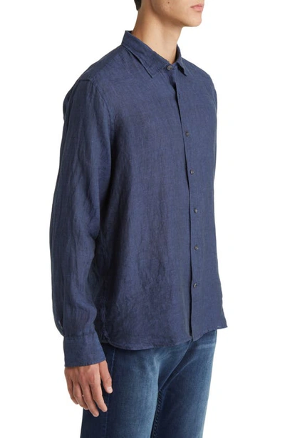 Shop 34 Heritage Linen Chambray Button-up Shirt In Indigo