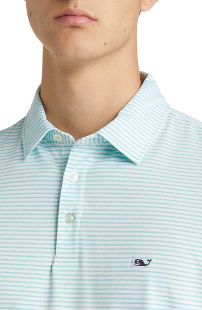 Shop Vineyard Vines Bradley Stripe Sankaty Performance Polo In Andros Blue Tejeda