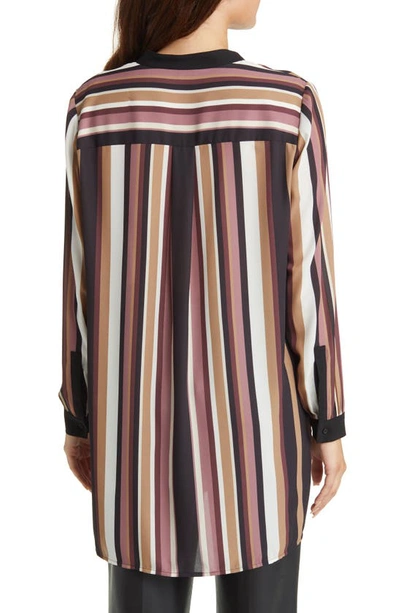 Anne Klein Stripe Tunic Top In Rose Stone Multi