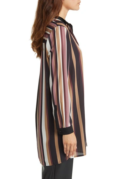Anne Klein Stripe Tunic Top In Rose Stone Multi