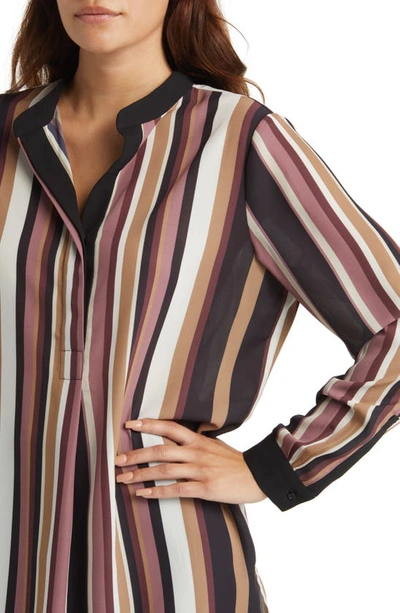 Anne Klein Stripe Tunic Top In Rose Stone Multi