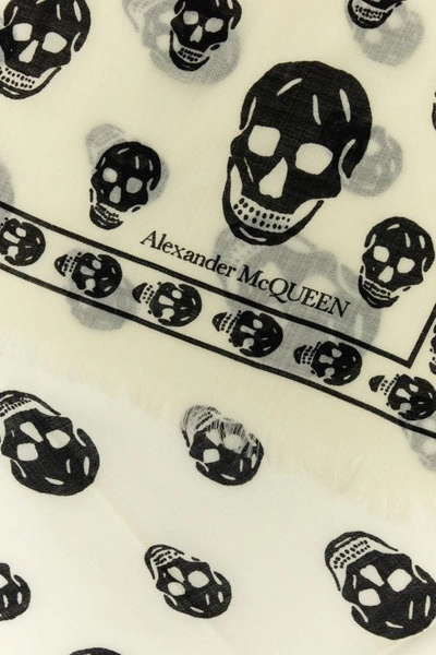 Shop Alexander Mcqueen Woman Embroidered Wool Foulard In Multicolor