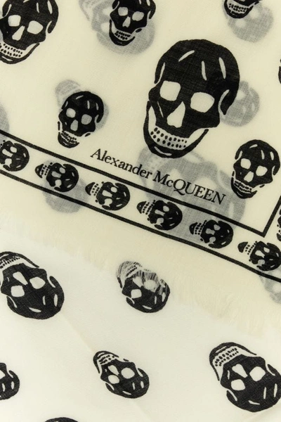 Alexander Mcqueen Women Embroidered Wool Foulard In White