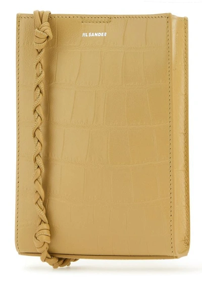 Jil Sander Woman Beige Leather Small Tangle Shoulder Bag In Brown