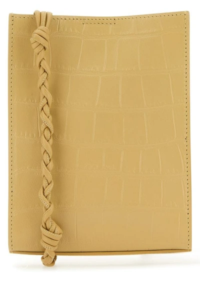 Jil Sander Woman Beige Leather Small Tangle Shoulder Bag In Brown