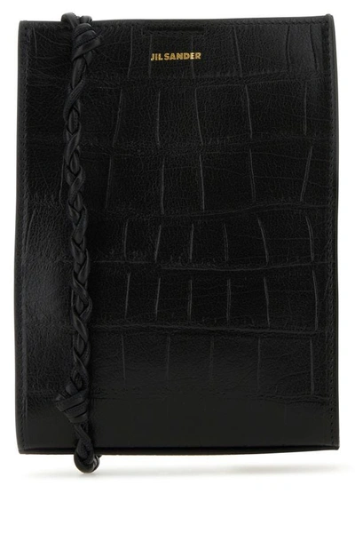 Shop Jil Sander Woman Black Leather Small Tangle Shoulder Bag
