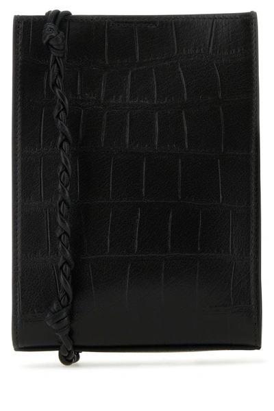 Shop Jil Sander Woman Black Leather Small Tangle Shoulder Bag