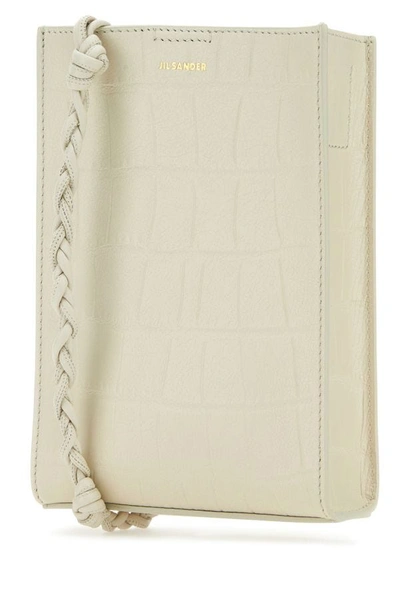 Shop Jil Sander Woman Ivory Leather Shoulder Bag In White