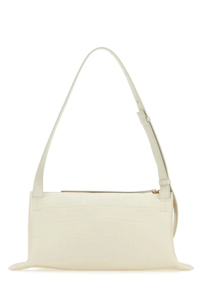 Shop Jil Sander Woman Ivory Leather Small Empire Shoulder Bag In White