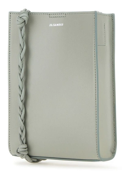 Jil Sander Leather Shoulder Bag With Flat Silhouette And Braided Detail In Green