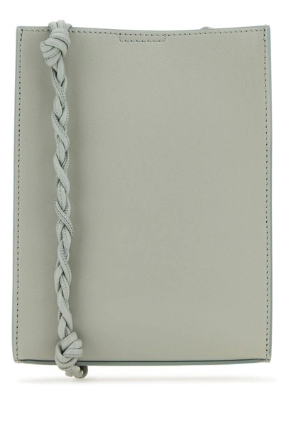 Jil Sander Leather Shoulder Bag With Flat Silhouette And Braided Detail In Green