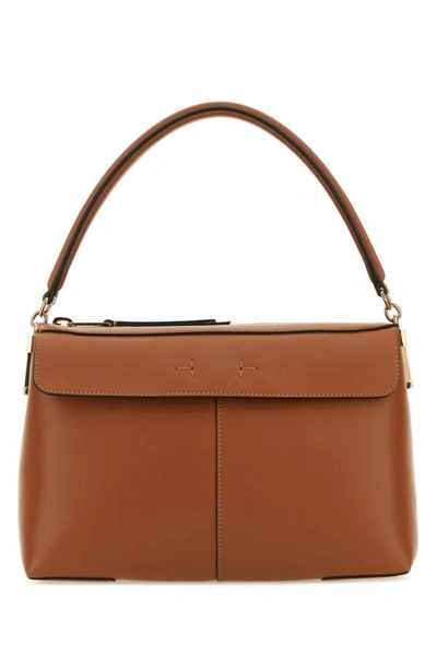 Shop Tod's Woman Light Brown Leather Todâ€™s T Case Handbag