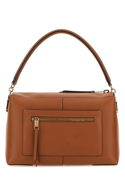 Shop Tod's Woman Light Brown Leather Todâ€™s T Case Handbag