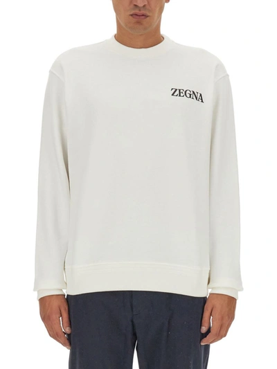 Shop Ermenegildo Zegna Sweatshirt With Logo In White