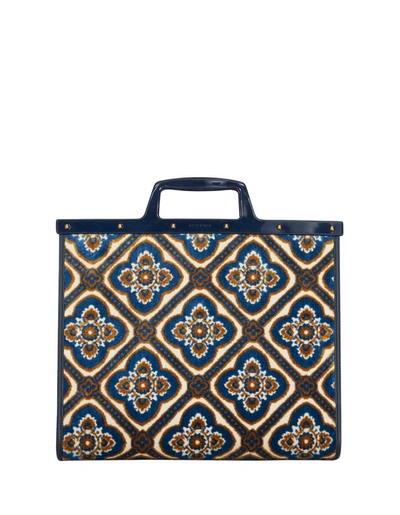 Shop Etro Navy Jacquard Medium Love Trotter Bag In Blue
