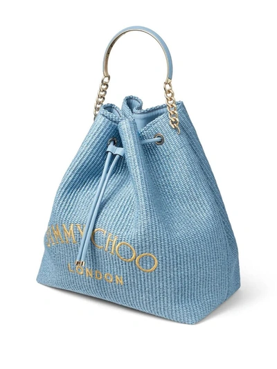 Shop Jimmy Choo Smoky Maxi Bon Bon Bucket Bag In Blue
