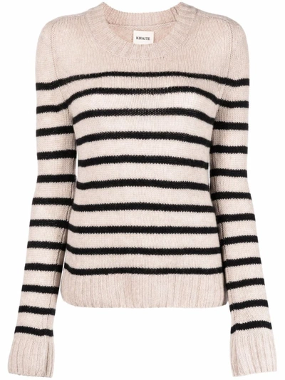 Shop Khaite Tilda Crewneck Mariner Stripe Sweater Clothing In Nude &amp; Neutrals