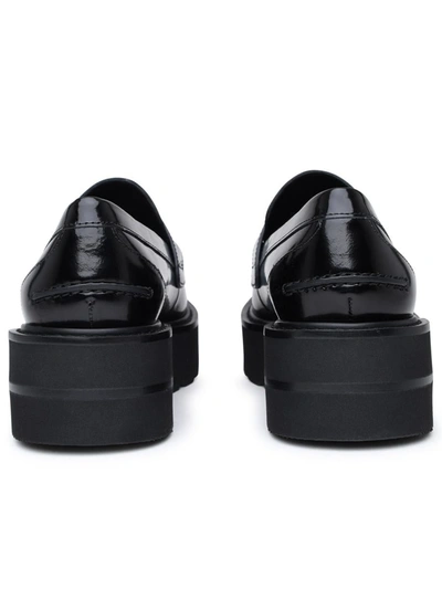 Shop Stuart Weitzman Black Shiny Leather Ultralift Loafers