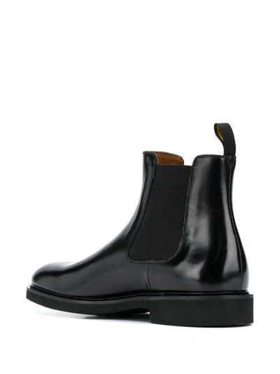 Doucal's Polished Leather Ankle Boots With Elastic Side Panels In Black
