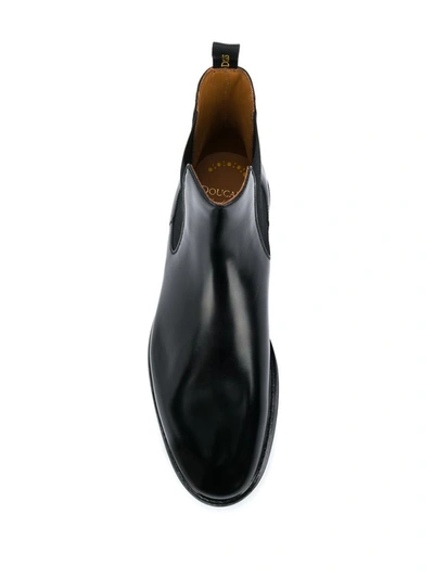 Doucal's Polished Leather Ankle Boots With Elastic Side Panels In Black