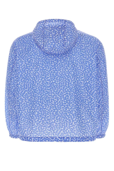 Prada Patterned Lightweight Windbreaker With Elasticated Cuffs In Blue