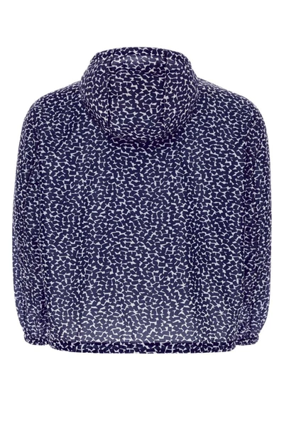 Prada Chest Placement Patterned Lightweight Windbreaker In Blue