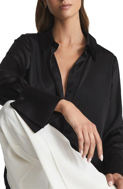 Shop Reiss Haley Silk Shirt In Black