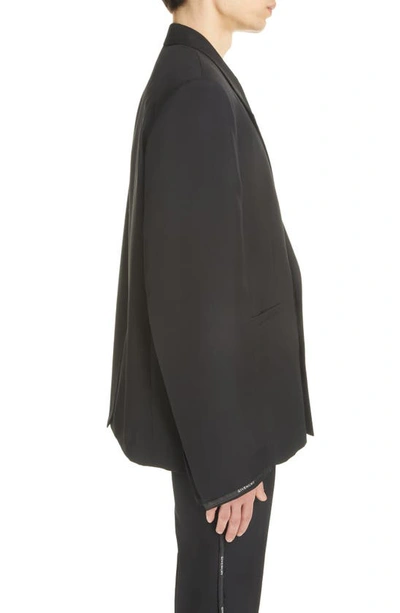 Shop Givenchy Logo Tape Oversize Virgin Wool Jacket In Black