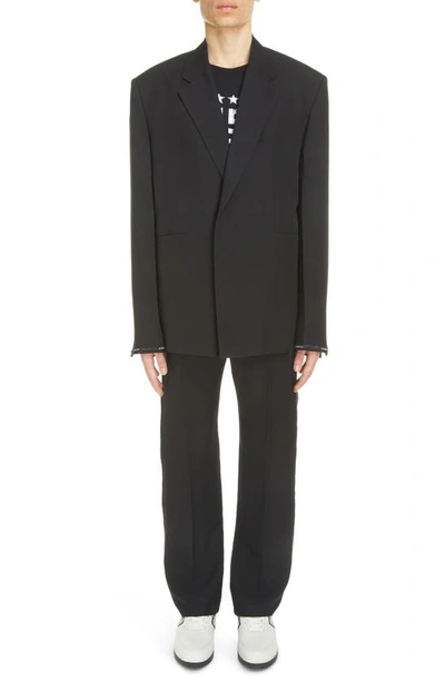 Givenchy Logo Tape Oversize Virgin Wool Jacket In Black
