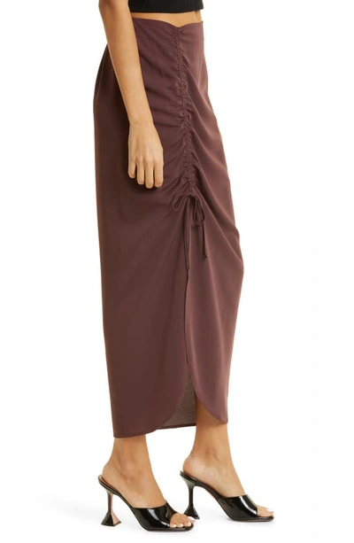 Shop Gestuz Braya Cinched High Waist Skirt In Fudge