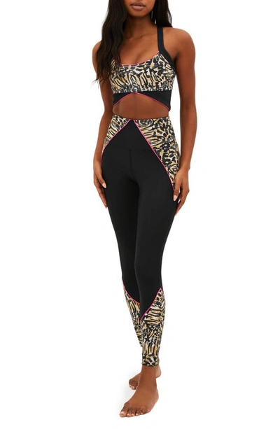 Shop Beach Riot Maxine Ribbed Colorblock Leggings In Amour Leopard
