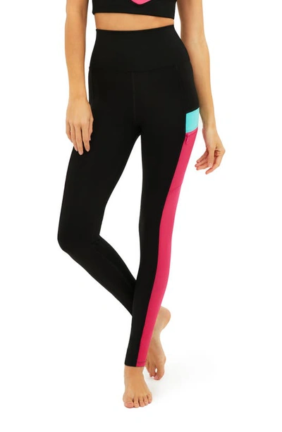 Shop Beach Riot Tammy Colorblock High Waist Zip Pocket Leggings In Tidal Colorblock