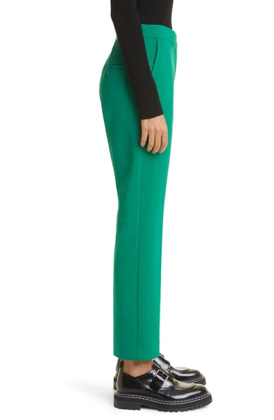 Shop Max Mara Fuoco Stretch Virgin Wool Ankle Pants In Green