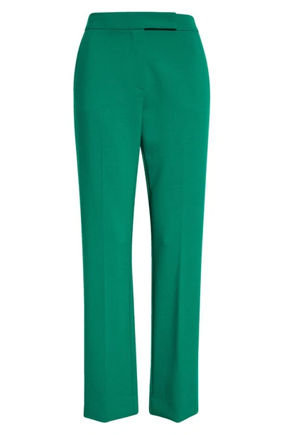 Shop Max Mara Fuoco Stretch Virgin Wool Ankle Pants In Green