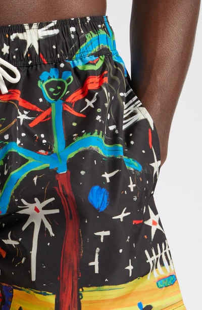 Shop Palm Angels Starry Night Swim Trunks In Black Multicolor