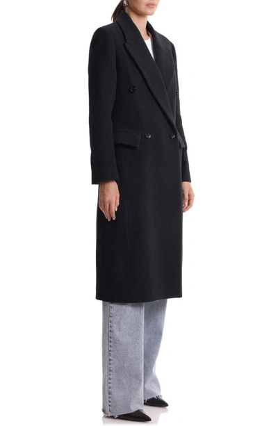 Shop Avec Les Filles Double Breasted Overcoat In Black