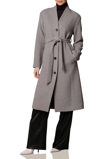 Shop Avec Les Filles Belted Overcoat In Grey