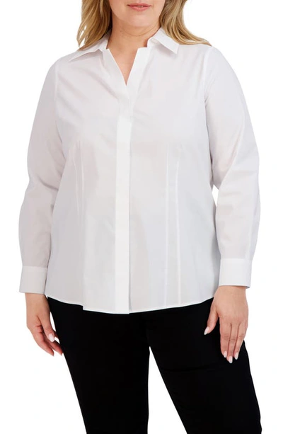 Shop Foxcroft Taylor Long Sleeve Stretch Button-up Shirt In White