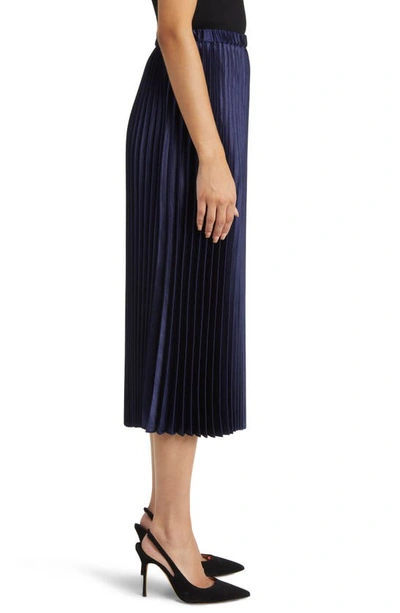 Shop Anne Klein Pleated Satin Skirt In Distant Mountain